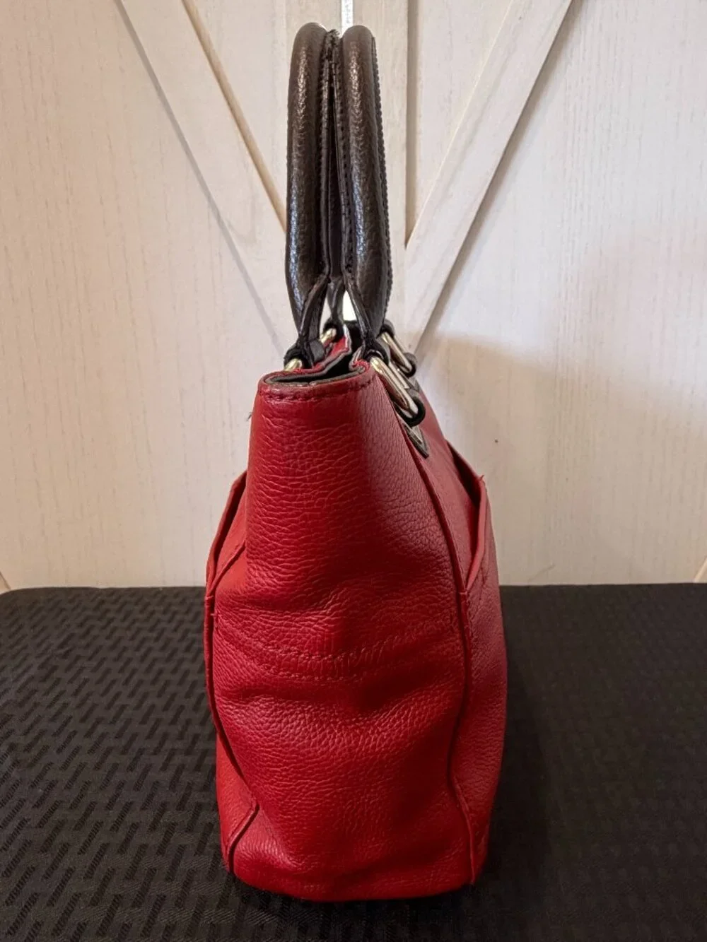 Tignanello Red Pebbled Leather Tote Bag
